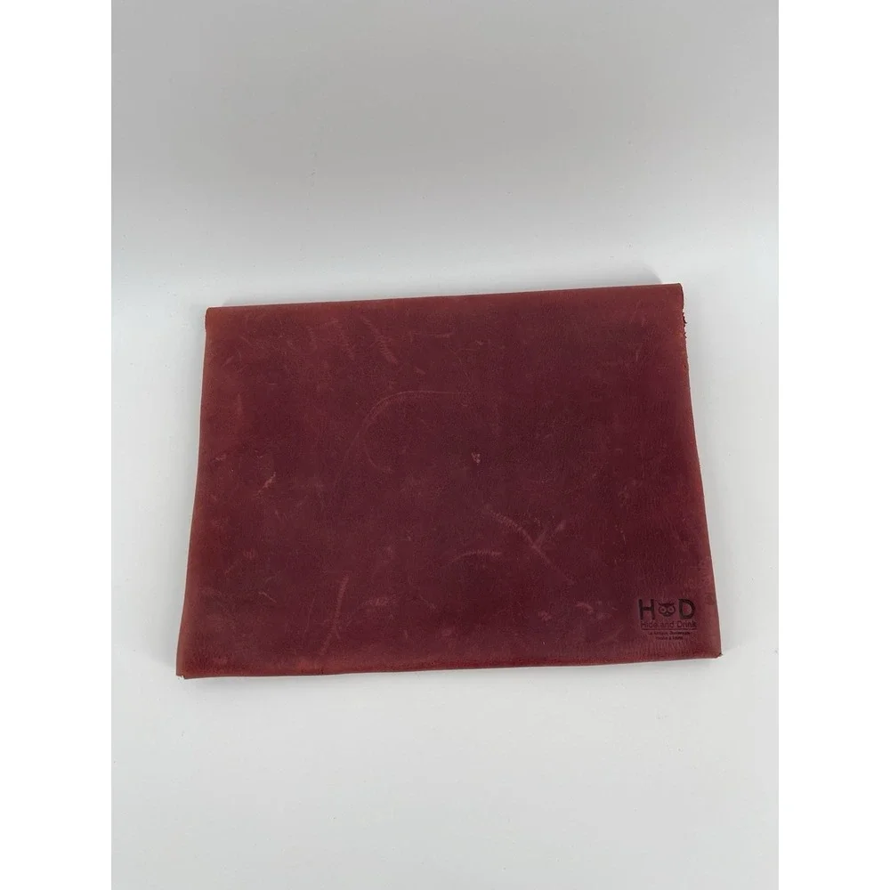 Hide & Drink Leather Pouch Wallet Red Handmade Snap Closure Unisex Rustic.